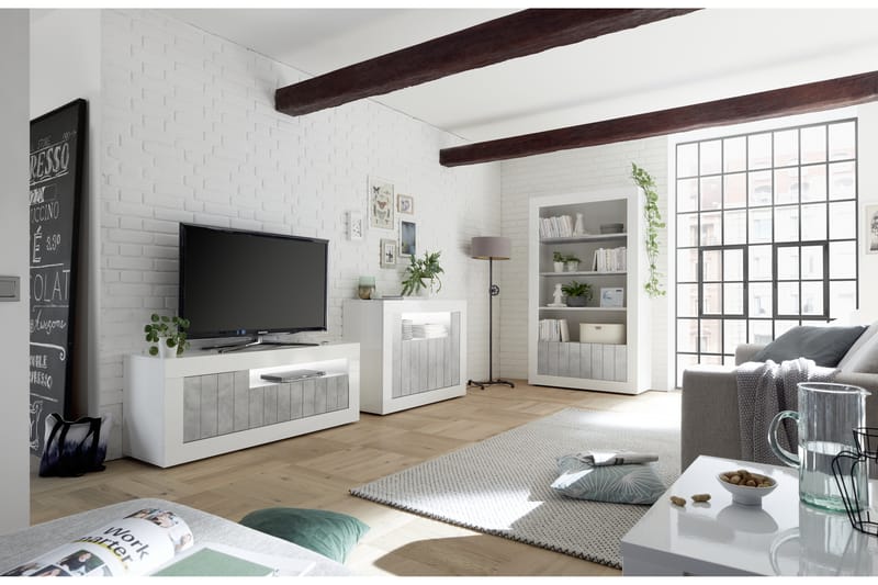 Skänk Calpino Piccolo 110 cm - Grå|Vit - Förvaring - Förvaringsmöbler - Sideboard & skänk