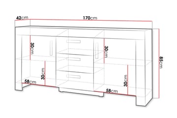 Skänk Cezar 170x42x85 cm - Beige/Grå - Förvaring - Förvaringsmöbler - Sideboard & skänk