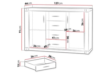 Skänk Dallas 137x43,5x91 cm - Beige/Grå - Förvaring - Förvaringsmöbler - Sideboard & skänk