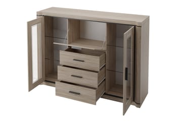 Skänk Dallas 157x43,5x111 cm - Ek/Led-Belysning - Förvaring - Förvaringsmöbler - Sideboard & skänk