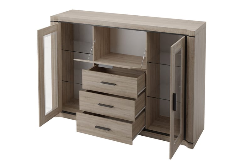 Skänk Dallas 157x43,5x111 cm - Ek/Led-Belysning - Förvaring - Förvaringsmöbler - Sideboard & skänk