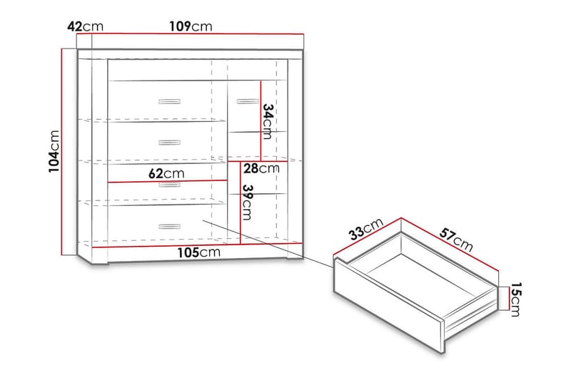 Skänk Indianapolis 109x42x104 cm - Brun - Sideboard & skänk