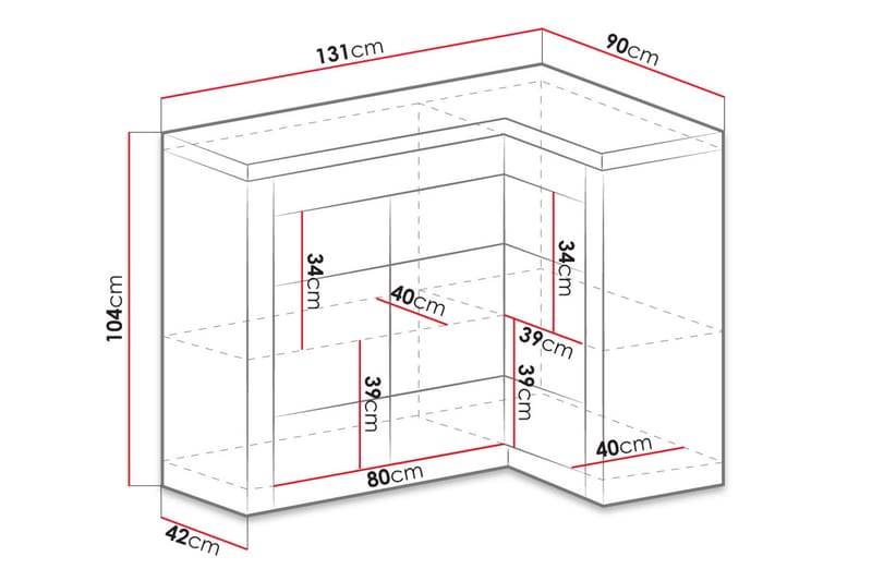 Skänk Indianapolis 131x42x104 cm - Brun - Sideboard & skänk