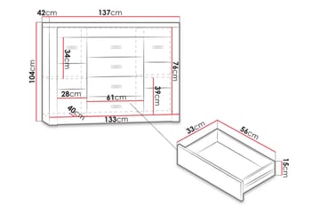 Skänk Indianapolis 137x42x104 cm - Beige|Brun - Förvaring - Förvaringsmöbler - Sideboard & skänk