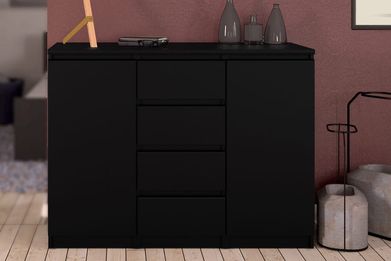 Skänk Lerna 121 cm 2 Dörrar 4 Lådor - Mattsvart - Förvaring - Förvaringsmöbler - Sideboard & skänk