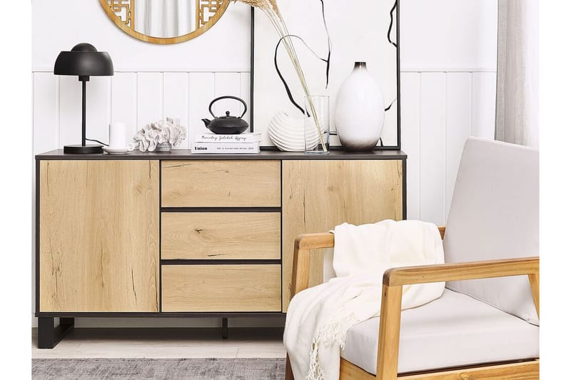 Skänk ljusträ/svart ELDA - Trä/natur - Förvaring - Förvaringsmöbler - Sideboard & skänk