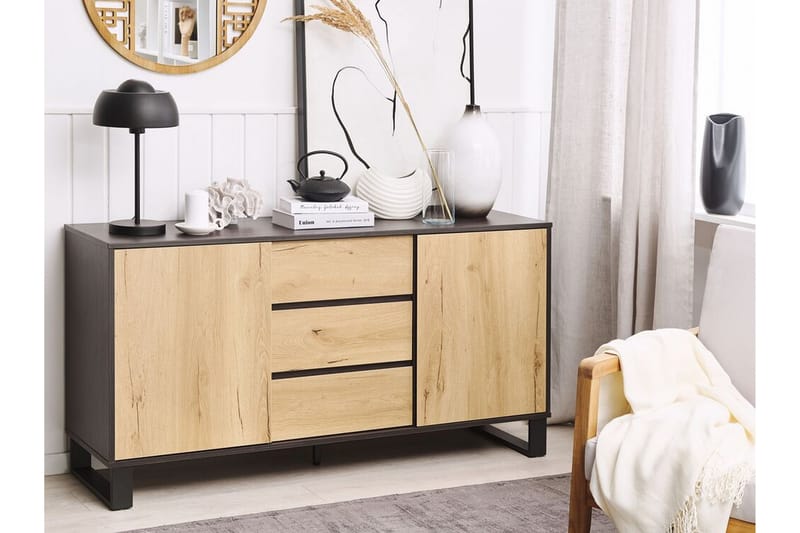 Skänk ljusträ/svart ELDA - Trä/natur - Förvaring - Förvaringsmöbler - Sideboard & skänk