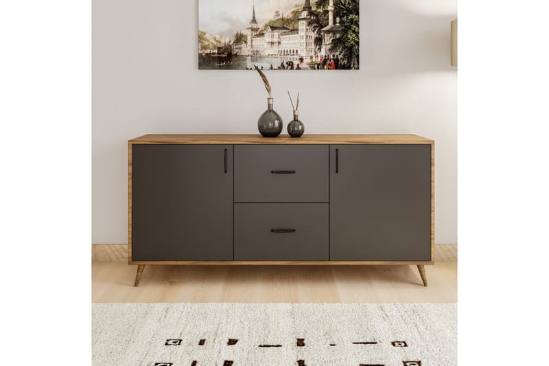 Skänk Lundtorp 160 cm - Brun|Grå - Förvaring - Förvaringsmöbler - Sideboard & skänk