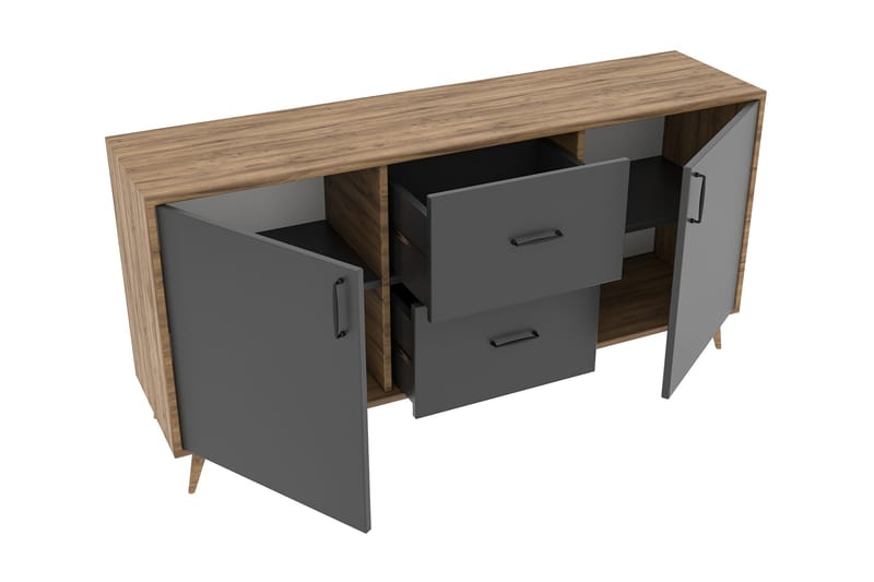 Skänk Lundtorp 160 cm - Brun|Grå - Förvaring - Förvaringsmöbler - Sideboard & skänk
