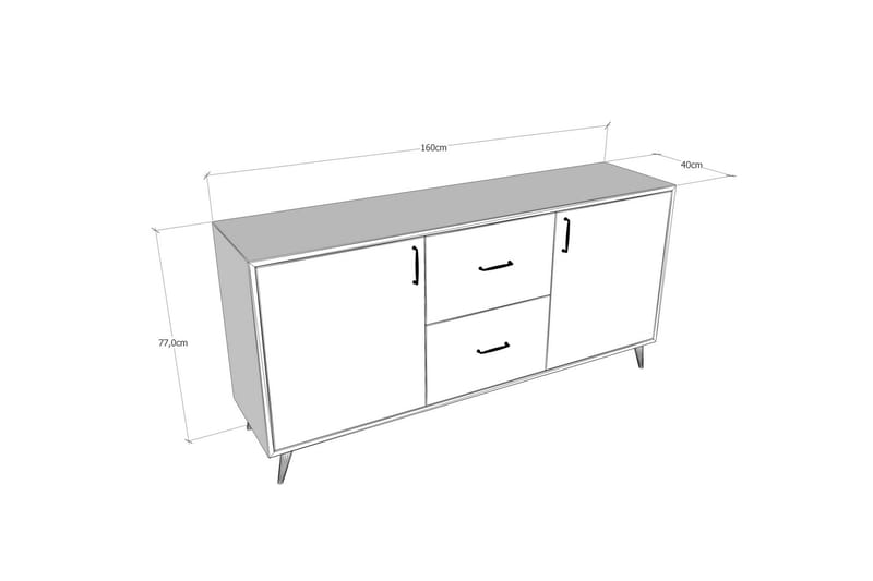 Skänk Lundtorp 160 cm - Brun|Grå - Förvaring - Förvaringsmöbler - Sideboard & skänk