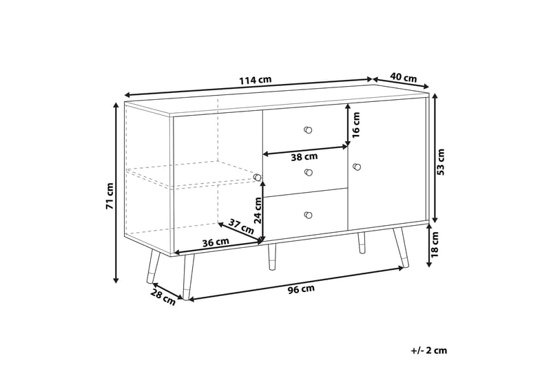 Skänk Majuro 114x40 cm - Ljusbrun - Sideboard & skänk