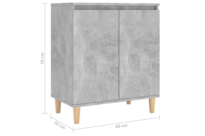 Skänk massiva träben betonggrå 60x35x70 cm spånskiva - Grå - Sideboard & skänk