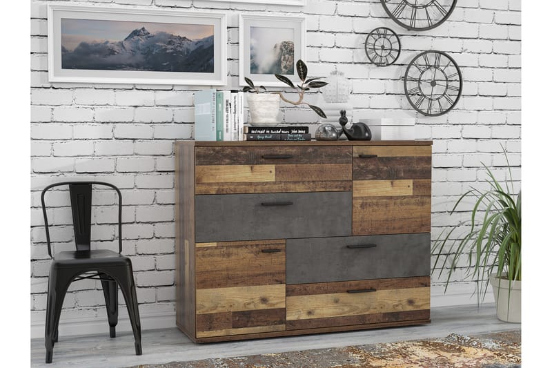 Skänk Muex 125x96 cm - Grå|Brun - Förvaring - Förvaringsmöbler - Sideboard & skänk
