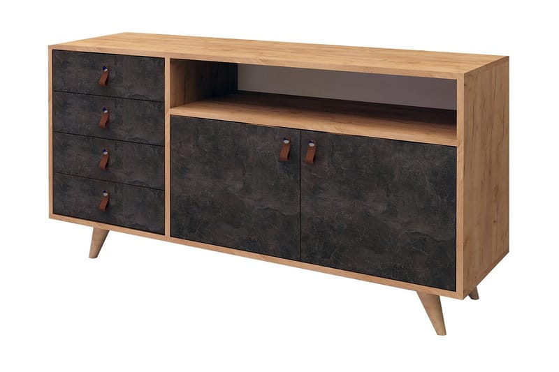 Skänk Naidaj Läderbeslag - Mörk Trä - Sideboard & skänk