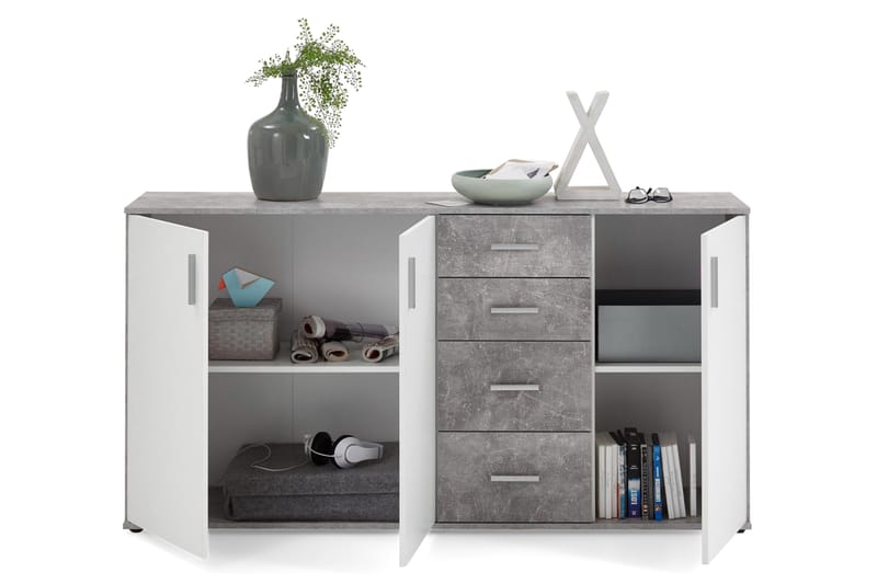 Skänk Nelma 160 cm - Grå|Vit - Förvaring - Förvaringsmöbler - Sideboard & skänk