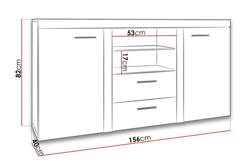 Skänk Rumba 157x40x81 cm - Vit - Förvaring - Förvaringsmöbler - Sideboard & skänk