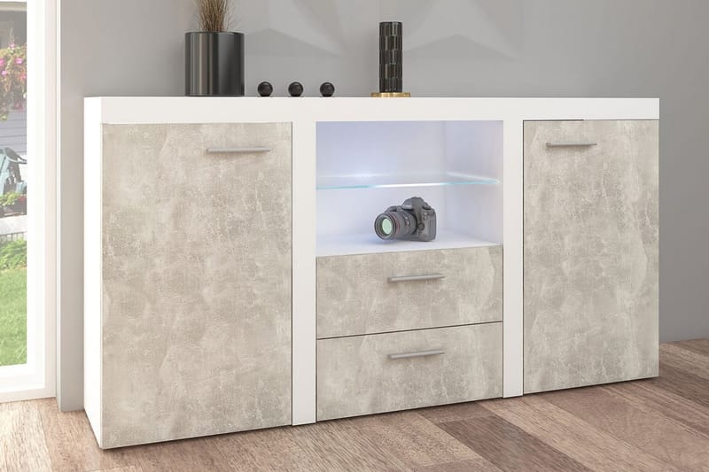 Skänk Rumba 157x40x81 cm - Vit/Betong - Förvaring - Förvaringsmöbler - Sideboard & skänk