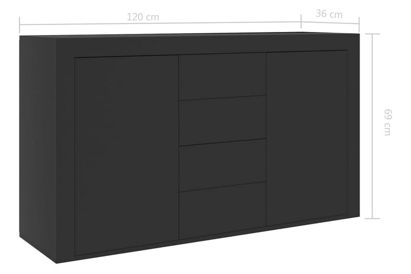Skänk svart 120x36x69 cm spånskiva - Svart - Sideboard & skänk