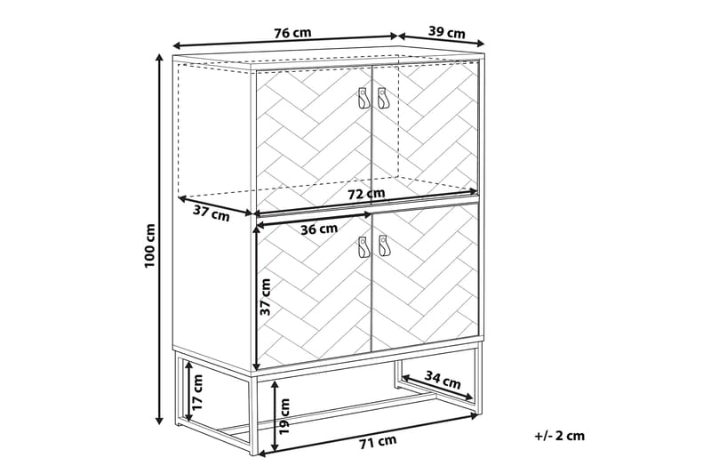 Skänk Tajarja 76x39 cm - Ljusbrun/Vit - Sideboard & skänk