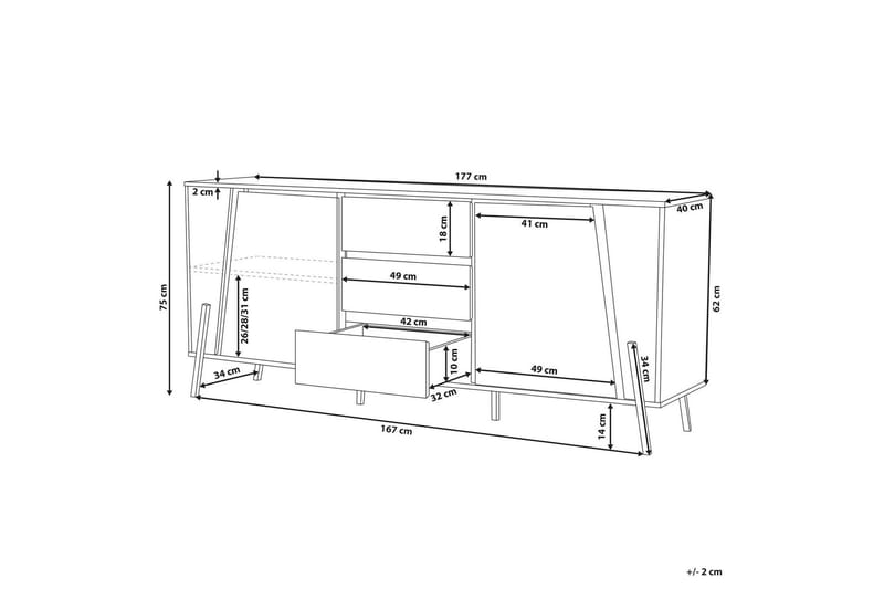 Skänk Treales 177x75 cm - Grå/Svart - Sideboard & skänk