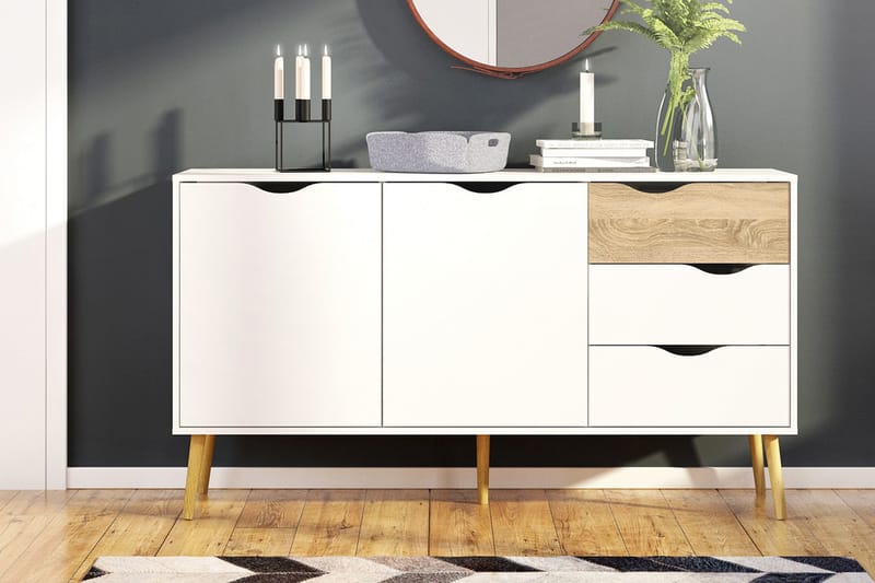 Skänk Vasiliki 147 cm - Vit|Ek - Sideboard & skänk