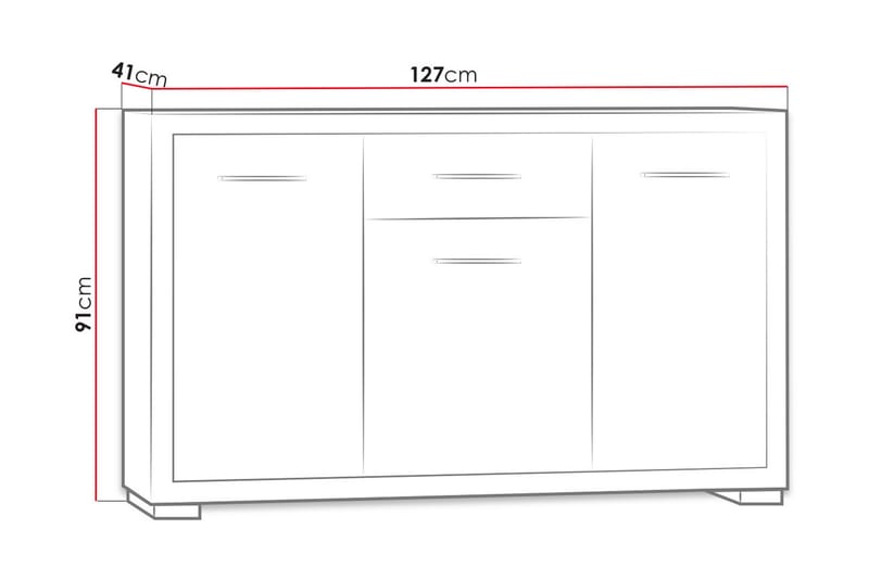 Skänk Vegas 127,5x40,5x91 cm - Beige/Grå - Förvaring - Förvaringsmöbler - Sideboard & skänk