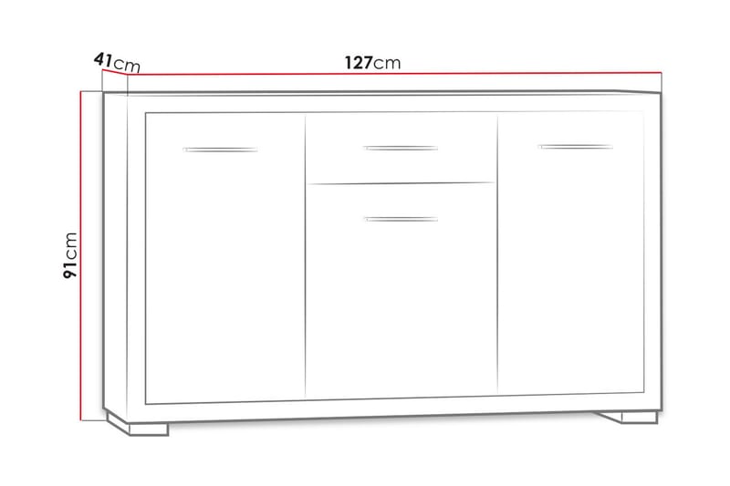 Skänk Vegas 127,5x40,5x91 cm - Beige/Grå - Sideboard & skänk