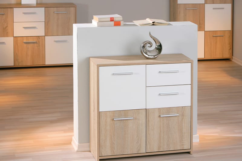 Skänk Vulpia 77 cm - Vit|Ljus Ek - Förvaring - Förvaringsmöbler - Sideboard & skänk