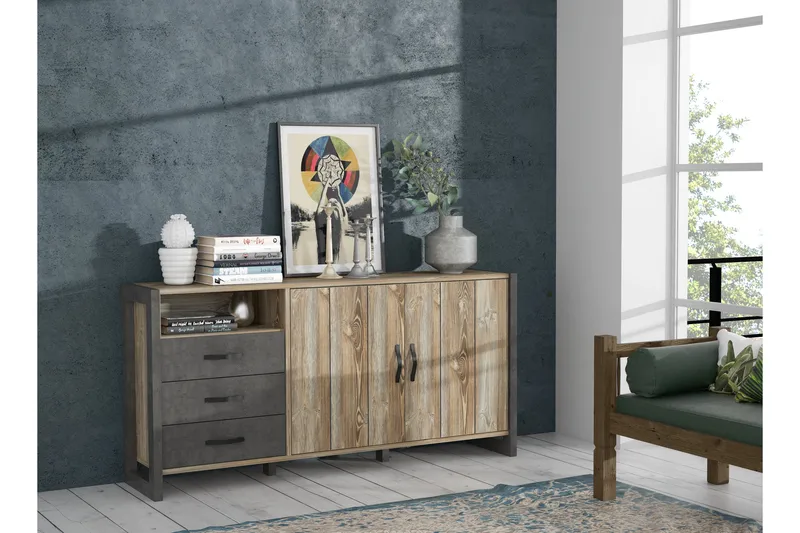 Strumica Sideboard 43x190 cm - Brun/Grå - Förvaring - Förvaringsmöbler - Sideboard & skänk