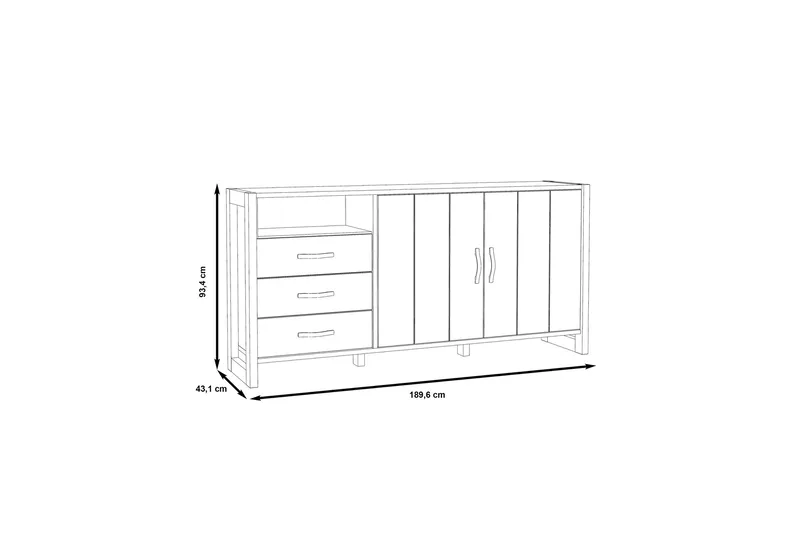 Strumica Sideboard 43x190 cm - Brun/Grå - Förvaring - Förvaringsmöbler - Sideboard & skänk