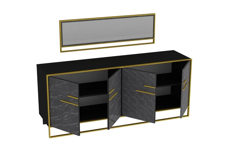 Susia Sidobord 180 cm - Guld|Svart - Förvaring - Förvaringsmöbler - Sideboard & skänk