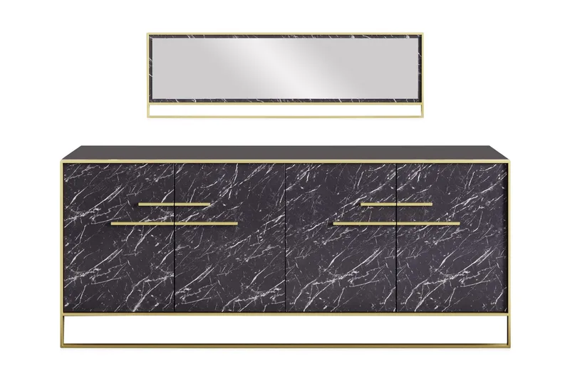 Susia Sidobord 180 cm, Guld|Svart
