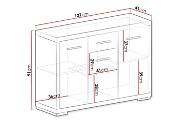 Vegas Skänk 127,5x40,5x91 cm LED-belysning - Beige/Grå - Förvaring - Förvaringsmöbler - Sideboard & skänk