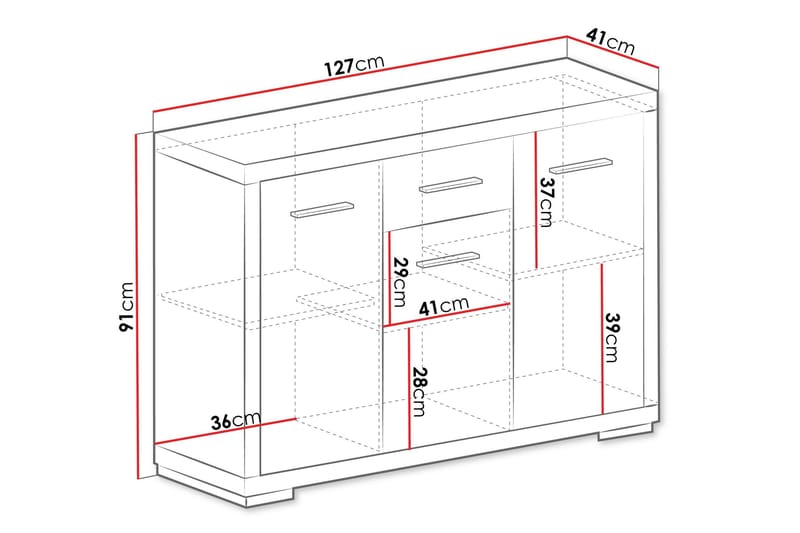 Vegas Skänk 127,5x40,5x91 cm LED-belysning - Beige/Grå - Förvaring - Förvaringsmöbler - Sideboard & skänk