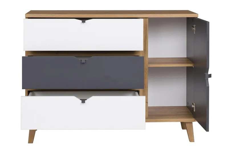 Vintra Skänk 120 cm - Vit/Grå/Trä - Förvaring - Förvaringsmöbler - Sideboard & skänk