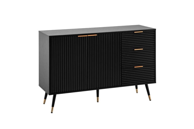 Sideboard Wohnling Folierad spånskiva ekoptik 120 cm 2 dörrar 3 lådor modern - Möbler - Bord & matgrupp - Avlastningsbord & sidobord - Lampbord & sidobord