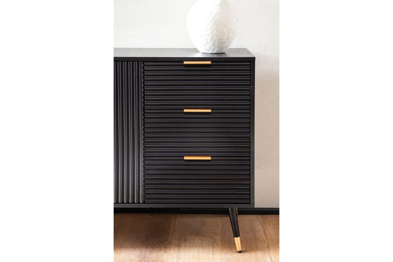 Sideboard Wohnling Folierad spånskiva ekoptik 120 cm 2 dörrar 3 lådor modern - Möbler - Bord & matgrupp - Avlastningsbord & sidobord - Lampbord & sidobord