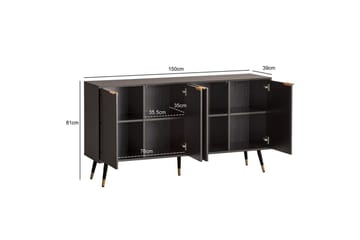 Sideboard Wohnling Folierad spånskiva ekoptik 150 cm 4 dörrar modern - Möbler - Bord & matgrupp - Avlastningsbord & sidobord - Konsolbord & hallbord