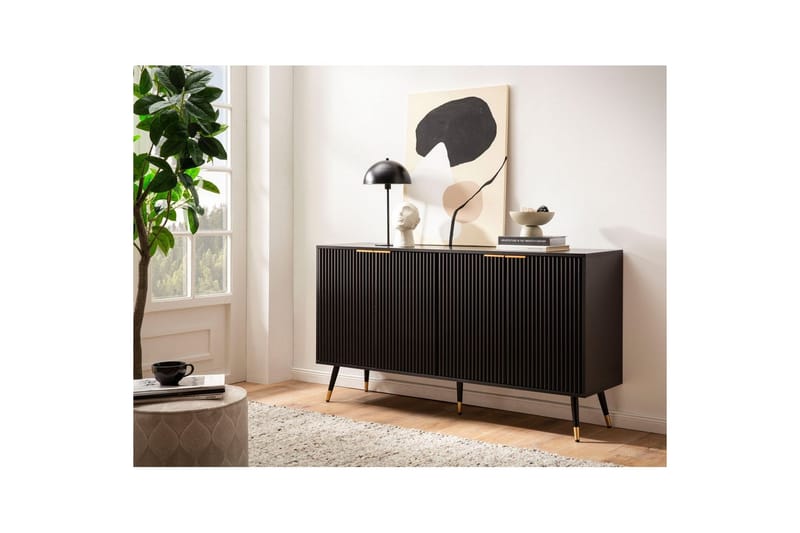 Sideboard Wohnling Folierad spånskiva ekoptik 150 cm 4 dörrar modern - Möbler - Bord & matgrupp - Avlastningsbord & sidobord - Konsolbord & hallbord