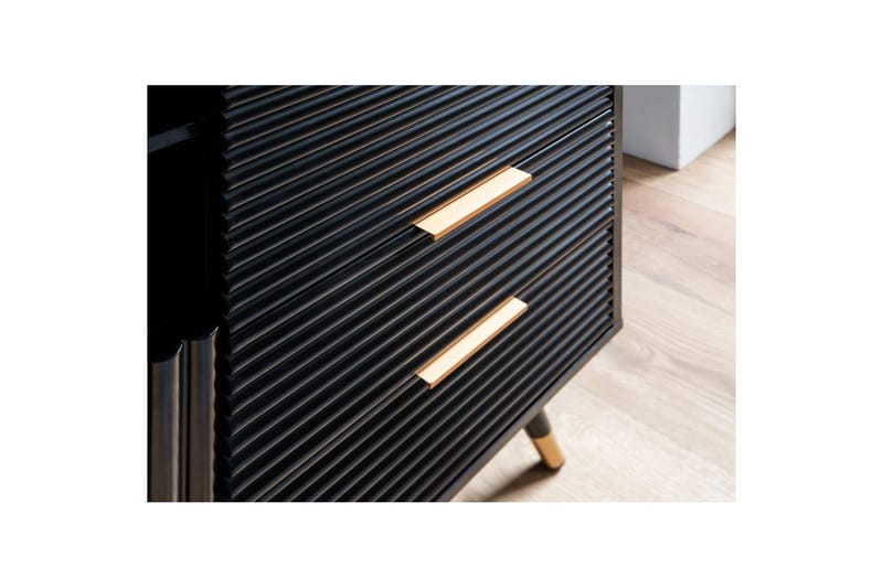 Sideboard Wohnling Folierad spånskiva ekoptik 77 cm 2 dörrar 2 lådor förvaringsutrymme modern - Möbler - Bord & matgrupp - Avlastningsbord & sidobord - Lampbord & sidobord