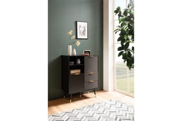 Sideboard Wohnling Folierad spånskiva ekoptik 77 cm 2 dörrar 2 lådor förvaringsutrymme modern - Möbler - Bord & matgrupp - Avlastningsbord & sidobord - Lampbord & sidobord