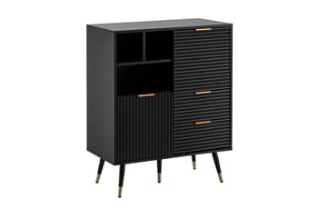 Sideboard Wohnling Folierad spånskiva ekoptik 77 cm 2 dörrar 2 lådor förvaringsutrymme modern - Möbler - Bord & matgrupp - Avlastningsbord & sidobord - Lampbord & sidobord