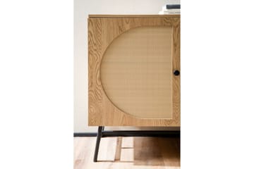 Sideboard Wohnling Folierad spånskiva ekoptik halvcirkel rottingväv look 3 dörrar modern - Möbler - Bord & matgrupp - Avlastningsbord & sidobord - Lampbord & sidobord