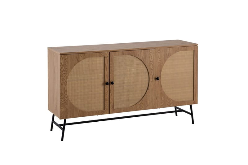 Sideboard Wohnling Folierad spånskiva ekoptik halvcirkel rottingväv look 3 dörrar modern - Möbler - Bord & matgrupp - Avlastningsbord & sidobord - Lampbord & sidobord