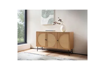 Sideboard Wohnling Folierad spånskiva ekoptik halvcirkel rottingväv look 3 dörrar modern - Möbler - Bord & matgrupp - Avlastningsbord & sidobord - Lampbord & sidobord
