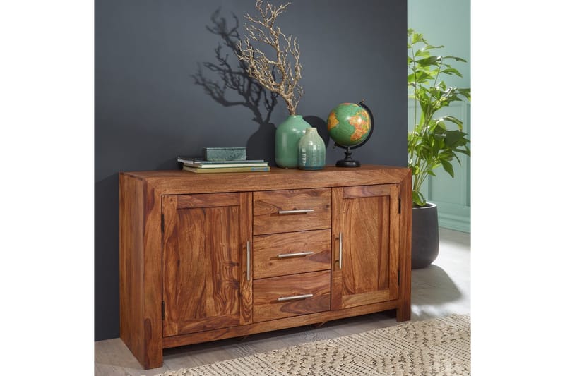 Sideboard Wohnling Massivt trä 118 x 40 cm 2 dörrar 3 lådor lantstil - Möbler - Bord & matgrupp - Avlastningsbord & sidobord - Lampbord & sidobord