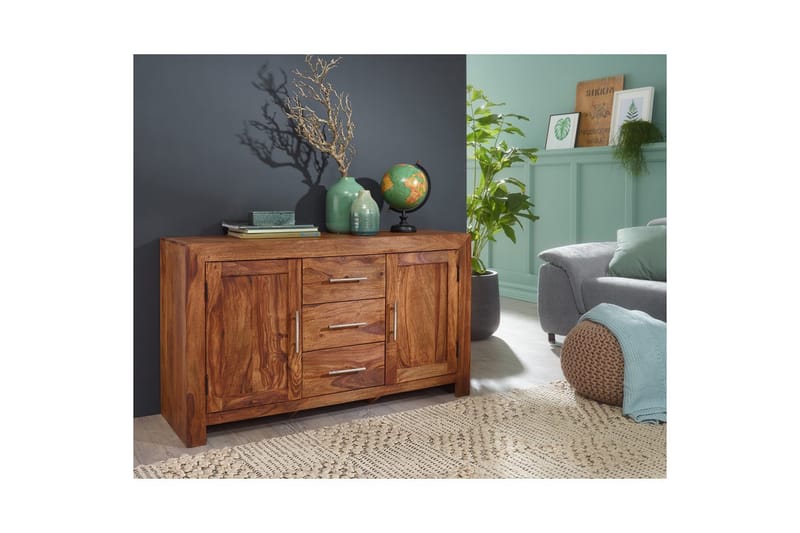 Sideboard Wohnling Massivt trä 118 x 40 cm 2 dörrar 3 lådor lantstil - Möbler - Bord & matgrupp - Avlastningsbord & sidobord - Lampbord & sidobord