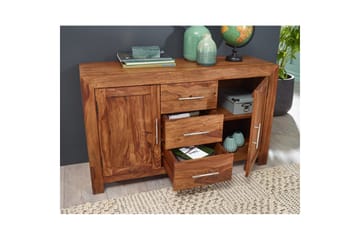 Sideboard Wohnling Massivt trä 118 x 40 cm 2 dörrar 3 lådor lantstil - Möbler - Bord & matgrupp - Avlastningsbord & sidobord - Lampbord & sidobord