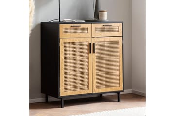 Sideboard Wohnling Melaminbelagd MDF 80 cm 2 dörrar 2 lådor med wienerflätning modern - Möbler - Bord & matgrupp - Avlastningsbord & sidobord - Lampbord & sidobord