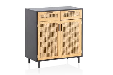 Sideboard Wohnling Melaminbelagd MDF 80 cm 2 dörrar 2 lådor med wienerflätning modern - Möbler - Bord & matgrupp - Avlastningsbord & sidobord - Lampbord & sidobord